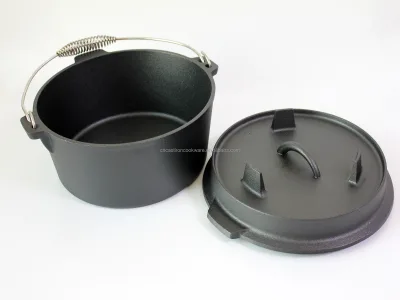 Full Range Size Pre-Seasoned Cast Iron Bonfire Pot Roasting Dish Outdoor Dutch Oven with Lid Lifter