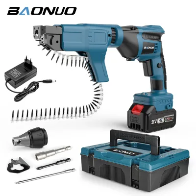 Portable Cordless Chain Screw Gun Battery Powered Automatic Woodwork Ceiling Tool Nail Driver