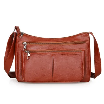 Mother Bag Middle-aged Women Soft Leather Fashion Crossbody Bag Western Girl a Shoulder Bag