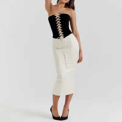 Classic Black Vintage Strapless Corset Dress Timeless Elegance Vintage Revival Unique Style Fashion Dresses