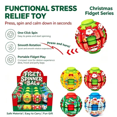 Wholesale Plastic Button Fidget Spinner Ball Eco-Friendly Portable Press Spin Stress Relief Sensory Toy for Kids Adults