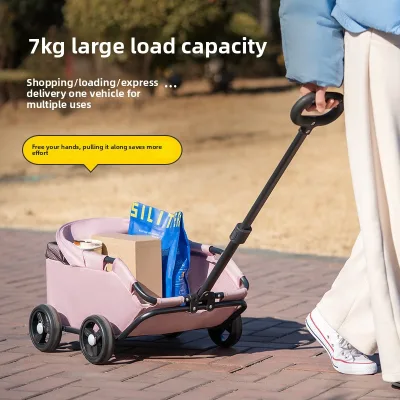 Small Lightweight Foldable Carbon Steel Pet Stroller for Dogs Cats Toy Poodles-Outdoor Use