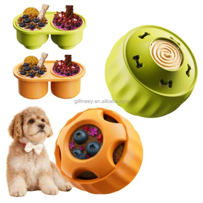Interactive Frozen Dog Enrichment Toy Silicone Dog Slow Feeding Puzzle Ball with Freeze Mold