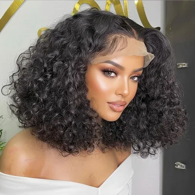 Wholesale Hot Selling 13x4 Lace Frontal Wig Burmese Curly Short Bob 250% Density 100% Virgin Hair Factory Price High Quality