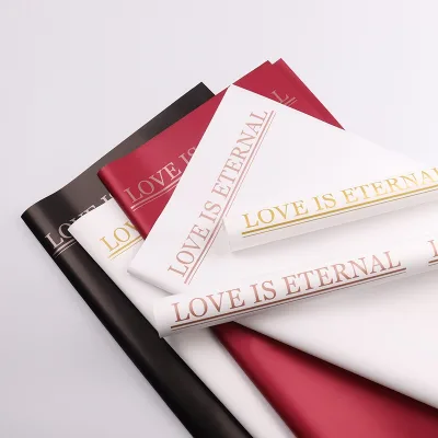 New Love Is Eternal Gold Stamping English Simple Paper Thickened Waterproof Black Film Korean Bouquet Wrapping Paper DIY
