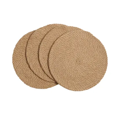 Factory Direct Supply Natural Jute Placemats Table Round Placemats Cup Holder Coaster Handwoven Placemats for Dining Room