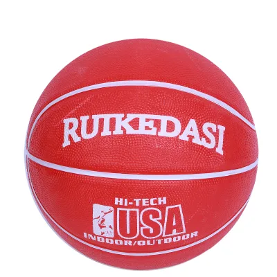 Wholesale Custom Wavy Logo Printed Size 7 Rubber Basketball for Kids Training and Toy Use Full Leather Material