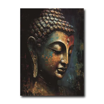100% Hand Painted Oil Painting on Canvas Religious Poster Abstract Buddha Painting Buddha Statue Home Decoration