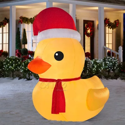 Christmas Decoration Giant Inflatable Yellow Duck Decoy Mascot Duck Christmas Duck With Led Lights