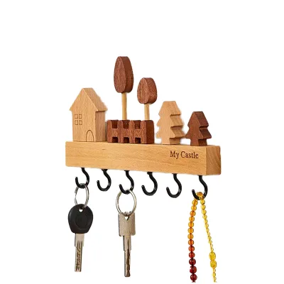 Nordic Creative Solid Wood Wall-Mounted Coat Stand With Keyless Punch Storage Rack New Entryway Key Hook Into the Door