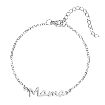 Mother's Day Gift Elegant MAMA Single Double Pendant Stainless Steel Bracelet Mom Jewelry for Women Hainon 1340