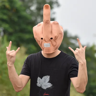 New Halloween Creepy Fingers Mask Novelty Middle Finger Party Latex Headgear Masks Full Head Cosplay Costume