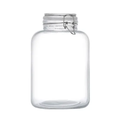 Clear Round Shape 500ml 750ml 1000ml Food Storage Hermetic Glass Jars Metal Clip Lid for Oil Cookie Snacks and Pickles