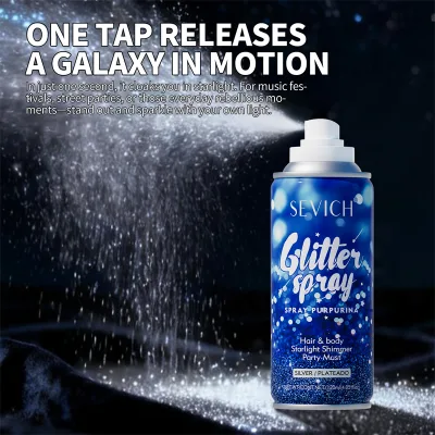 SEVICH Festival Glitter Spray Silver Sparkle Mist for Coachella Concerts & Raves, Sweatproof Long Lasting for Hair and Body