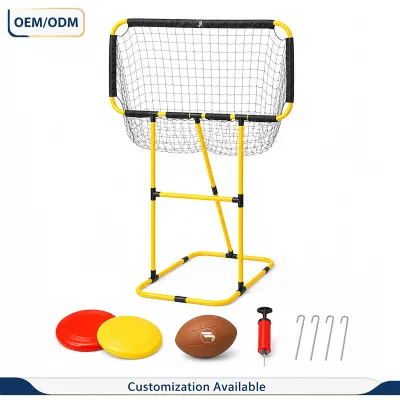 JH Portable Football Rugby Golf Target Practice Throwing Game Set with PVC Tube Frame & Net Outdoor Disc Throwing Toy