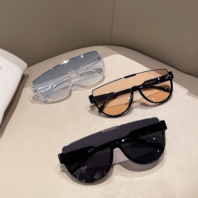 Wholesale Half Frame One Piece Sunglasses Orange Shades Sun Glasses for Women Oversized Uv400 Oculos Eyewear