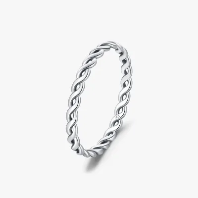 Vintage Classic Fine Jewelry Simple 925 Sterling Silver Texture Twisted Thin Stacking Knot Rings for Women