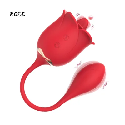 Multifunctional 2 in 1 Rose Vibrator Clitoral Licking Vibrator love Egg Sexy Sucking Vibrator Rose Masturbator