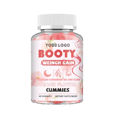 Natural Body Shaping Supplement Peach Flavor Booty Weight Gain Gummies with Fenugreek for Firmness Lift Immune Support for Women