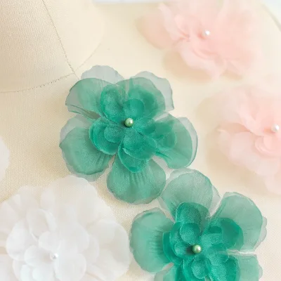 Diameter 9CM Three-dimensional Beaded Chiffon Wedding Dress Veil Garment Handmade Diy Decorative Flowers