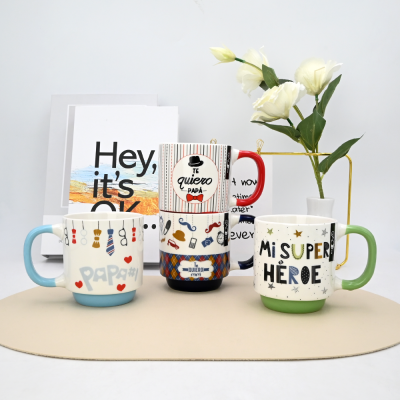 New Style 13oz Personalized Fathers Day Gifts Ceramic Stackable Coffee Mugs Fathers Day Mug