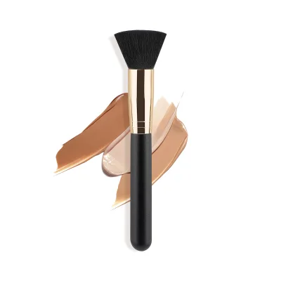 Ms.miau Professional Kabuki Black Gold Small Eye Shadow Makeup Brush Wood Handle Synthetic Fiber Flat Foundation Brush