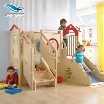 Montessori Kindergarten Daycare Wooden Indoor Play Loft Safe Durable Climbing Activity Playground Early Learning Center Playroom