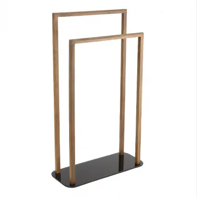 Lightweight Portable Bamboo Towel Clothes Rack Foldable and Adjustable Design in Wood Color for Bedroom Hotel Gym Use