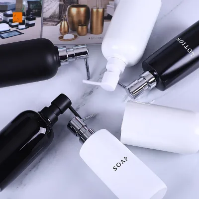 Black and White Matt and Shiny Soap Bottle and Lotion Dispenser Custom Polyresin Bathroom Accessories for Hotels