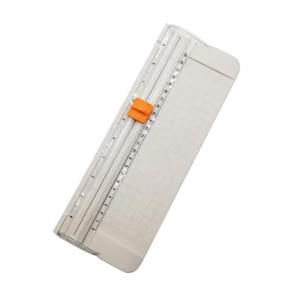 Office Desktop Manual Plastic Mini A5 Size Paper Cutter Trimmer with Pull Out Ruler Guider