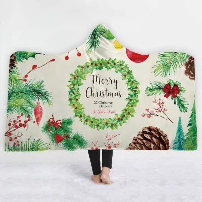 New Christmas Customized Themed Hooded Cape with 3D Digital Print Warm, Festive Loungewear.