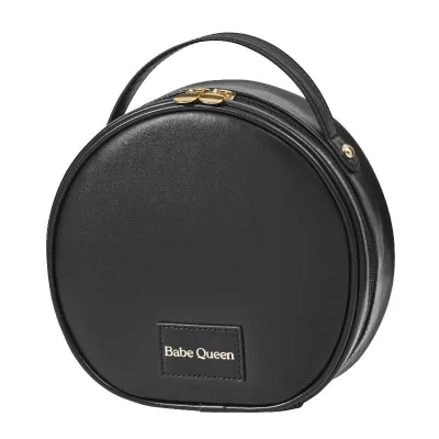 PU Fabric Round Shape Makeup Bag, Large Capacity Elegant Cosmetic Pouch, High Aesthetic Women Travel Storage Toiletry Bag
