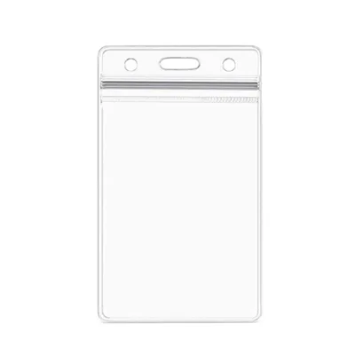High Quality Cheapest Custom Clear Soft PVC Card/Badge Holder Id Name Tags Vertical Custom Logo Size