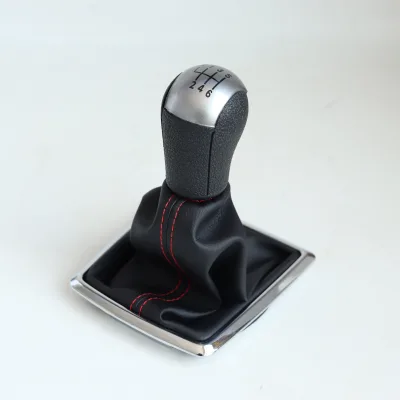 Car Gear Shift Knob for FORD FOCUS MK2 MK2 FL (04- 12) Leather Cover with Lower Chrom + Black-