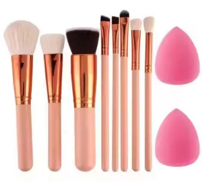 8pcs Professional Gold Nylon Hair Synthetic Fibre Makeup Set for Powder Eyeshadow Eyeliner Eyebrow Blush Fondation Cosmetic Tool