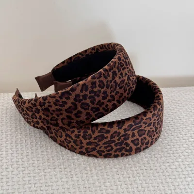 Korean New Arrival Wide Headbands Velvet Sponge Leopard Print Headband Women Accessories