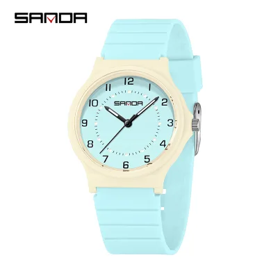 SANDA 9524 Hot Selling Fashionable Quartz Watch with Colorful Lights Waterproof Quartz Watch for Boys and Girls