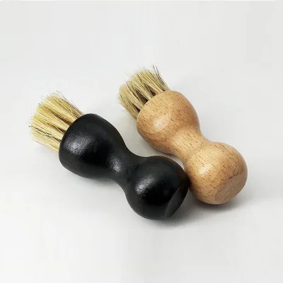 Beechwood Gourd Shape Mini Pig  Hair Shoe Polishing Brush Wooden Shoe Shine Brush