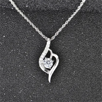 Latest Model Fashion Design White Zircon Pendant Silver Wedding Necklace