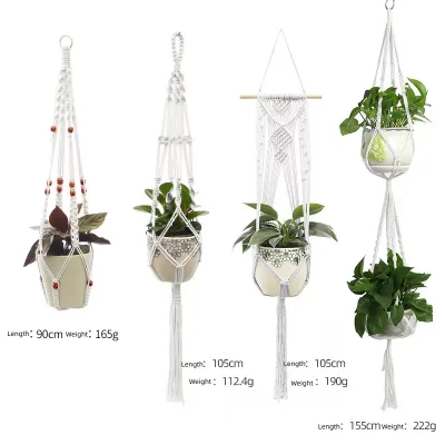 Wholesale Price Cotton Macrame Indoor Hanging Planter Basket Indoor Wall Hanging Flower Pot Holder Garden for Home Decoration
