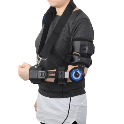 ROM Elbow Brace Adjustable Hinged Shoulder Support Fixed Elbow Splint