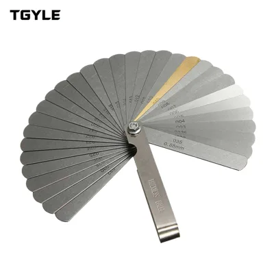 Peaktop 32pcs Dual Marked Stainless Steel White Feeler Gauge Metric Imperial 0.04-0.88mm Valve Gap Measuring Tool for Vehicles