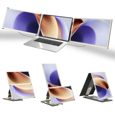 New Trending S6 15.6-inch 120% SRGB FHD 1080P Laptop Three Screen 360° Folding External Monitor Multitasking Remote Working