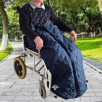 Wheelchair Blanket with Zipper Storage Bag Polyester Cotton Wheelchair Knee Blanket for Adults Wheelchair Coat