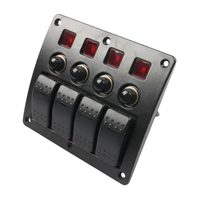 Factory Price Pre-Wired 4 Position Red Dual LED Switch Panel with Overload Protection for Marine RV ATV