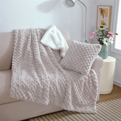 FY Double-Sided Luxury 100% Polyester Minky Faux Fur Blanket Decorative Throw for Baby Bed