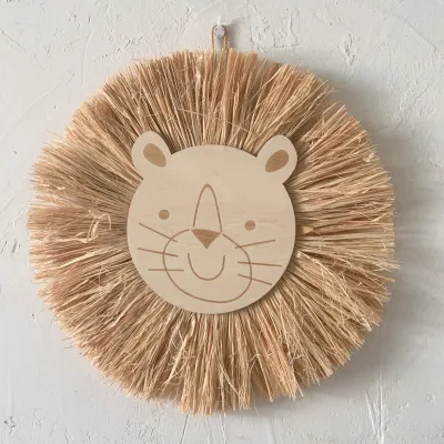 Ins Woven Cartoon lion tiger Scarecrow Home Wall Decoration