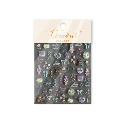 Embossed Nail Stickers, Bestb Selling Sweet Cute Cartoon Nail Decals, Rabbit Bear Star Nail Art Decorations