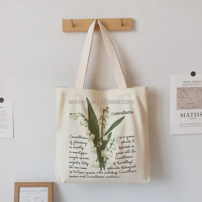 Custom Eco Canvas Grocery Bag Cotton Beach Tote with Printed Logo for Shopping Eco-Friendly Textile Packaging