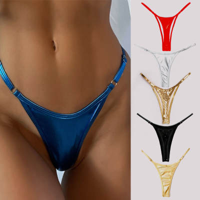 Extreme Honey Sexy Panties Fashion Young Girl Thong Bikini  Unique Swimwear PU Shinny G-string and Thong